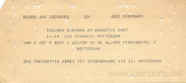 1967 - Onze Trouwkaart