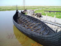 Bork Havn, een Vikingkade met Vikingboten